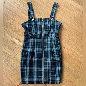 Forever 21 plaid zip front dress